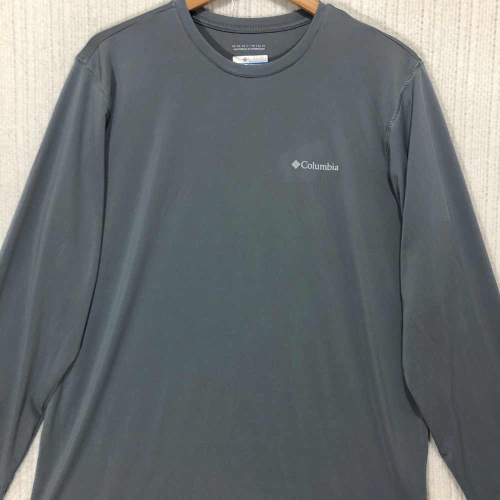 Columbia Omni Wick Long Sleeve Shirt‎ Mens M Gray Polyester Moisture Wicking
